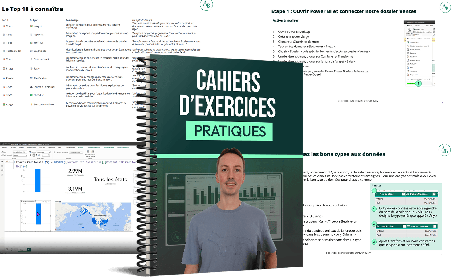 Cahiers d'exercices pratiques — Power Query, Power BI et IA