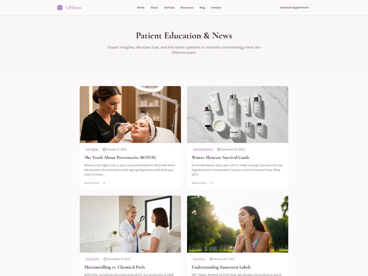 Dermatologist Website screenshot 2