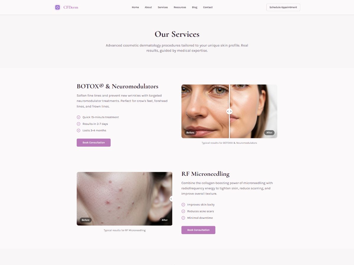 Dermatologist Website screenshot 3