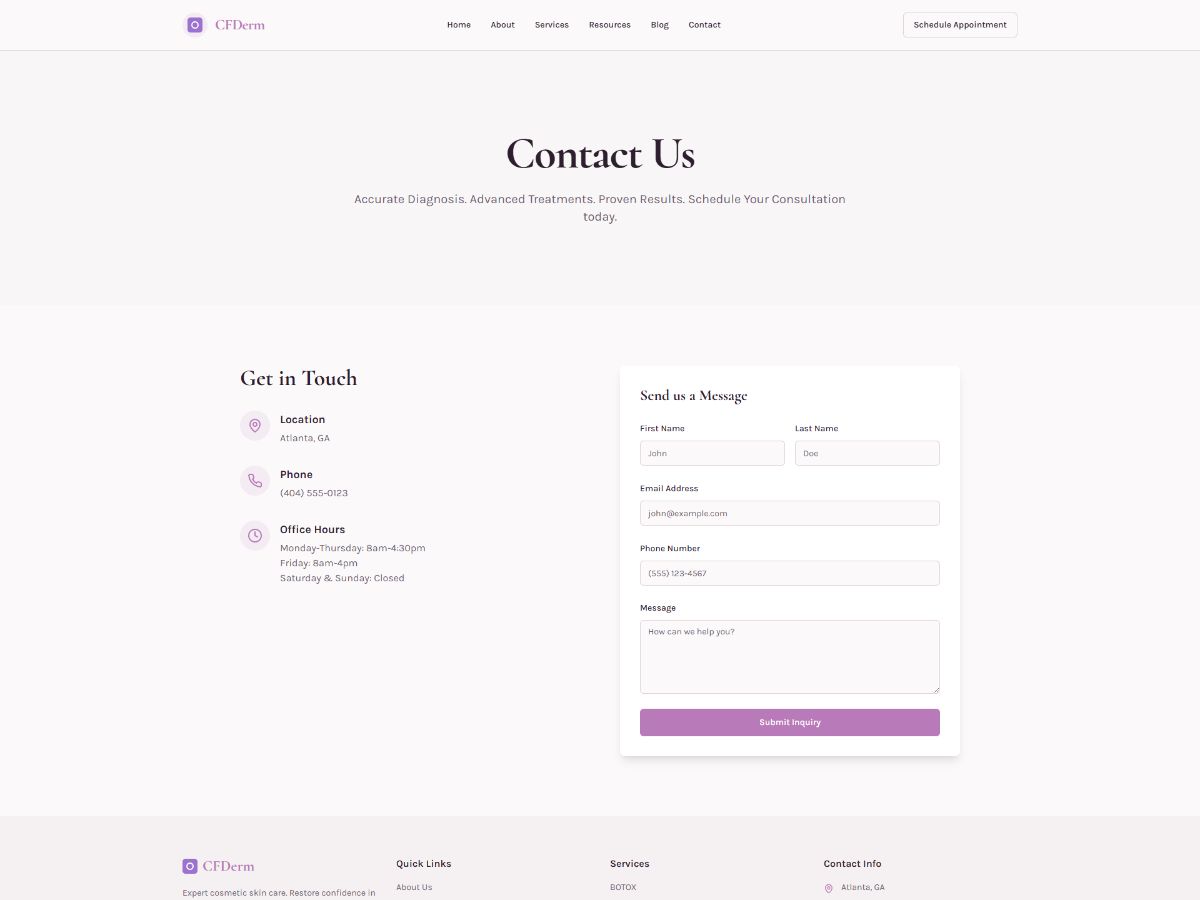 Dermatologist Website screenshot 4