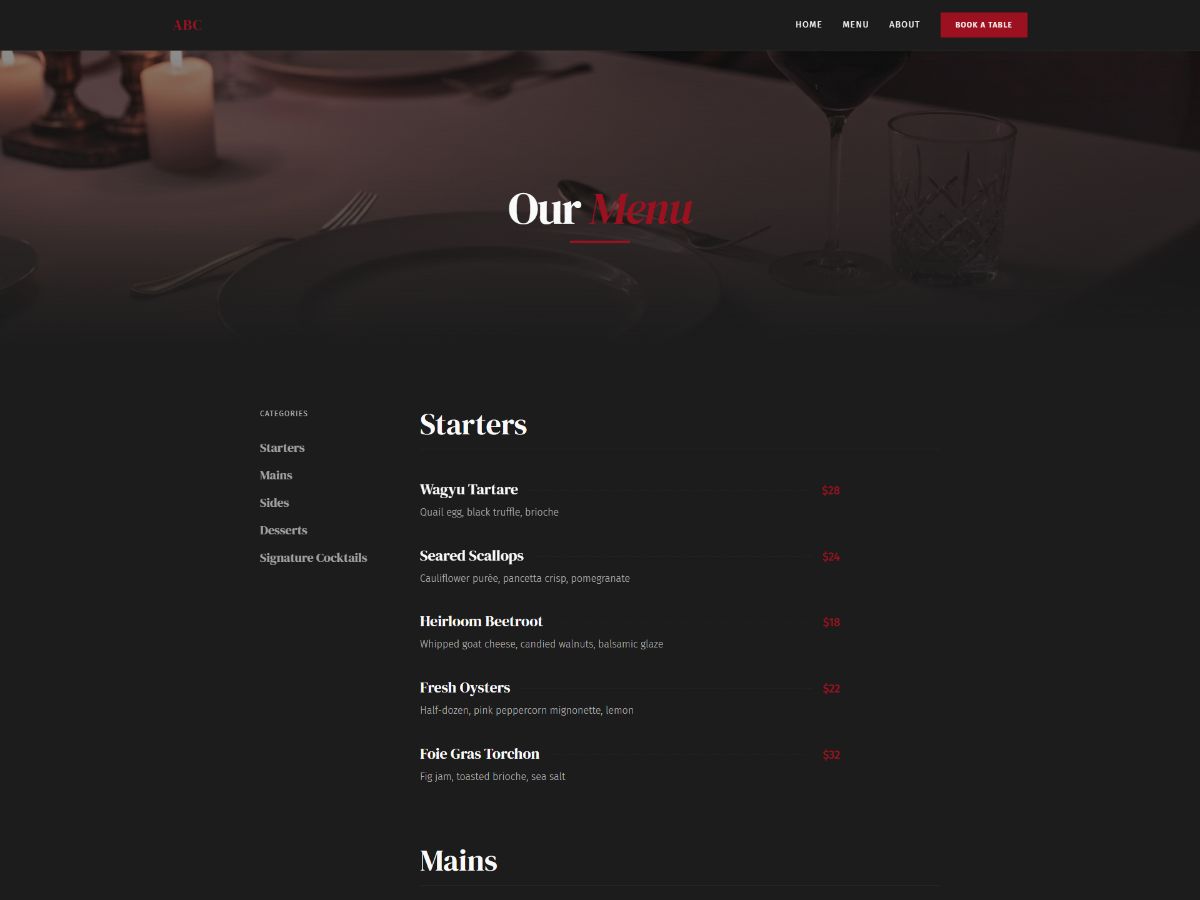Restaurant Website screenshot 3