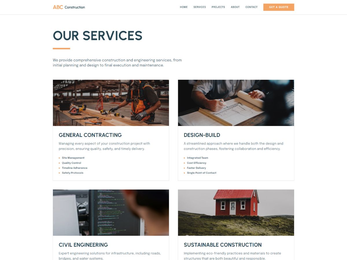 Construction Business Website screenshot 1