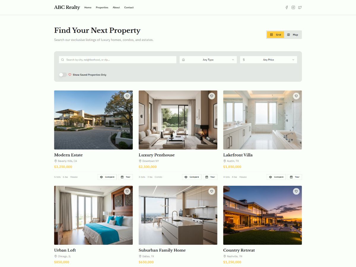 Real Estate Website screenshot 1