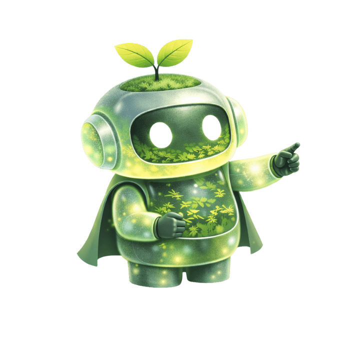 Robot mascotte de GreenRank qui vous montre quelques choses