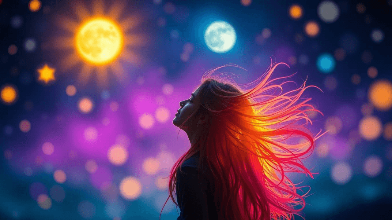 woman with eyes closed underneath the moon