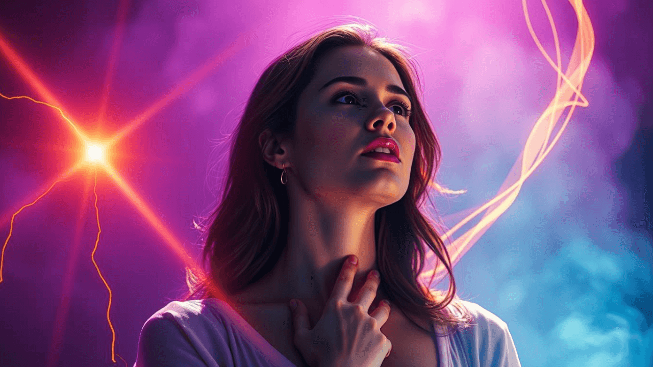 a woman with her hand on her throat craving movement and stimulation