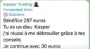 Témoignage d'un membre : « Bénéfice 287 euros »