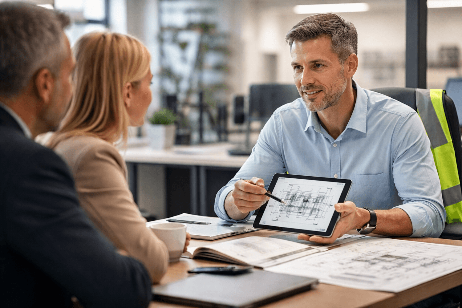 Techniker im Gespräch mit Kunden