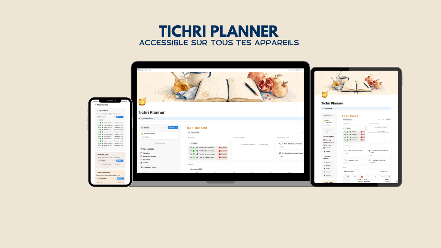 Tichri Planner - Accessible sur tous les appareils