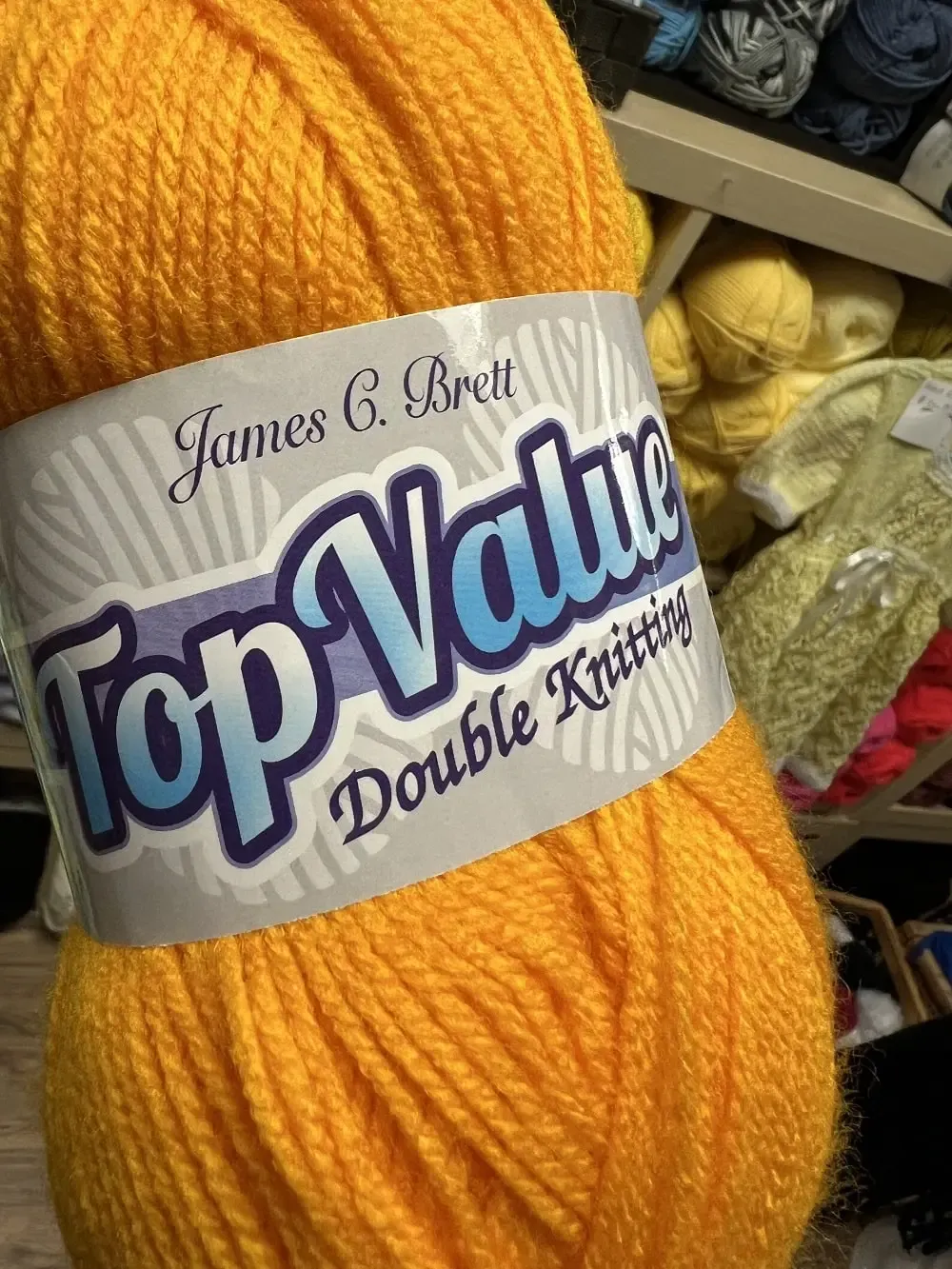 An orange double knitting yarns