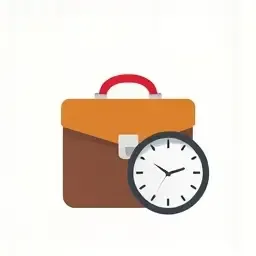 briefcase and clock