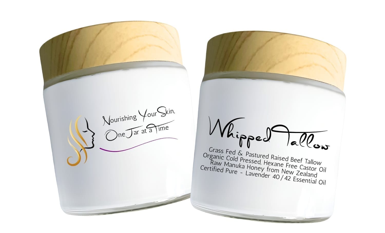 Whipped tallow moisturizer jars from Wellness Nonna made with grass-fed tallow