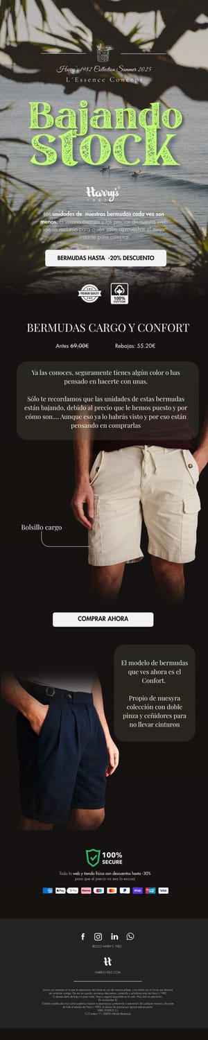 Email marketing para moda de hombre — Harry's 1982