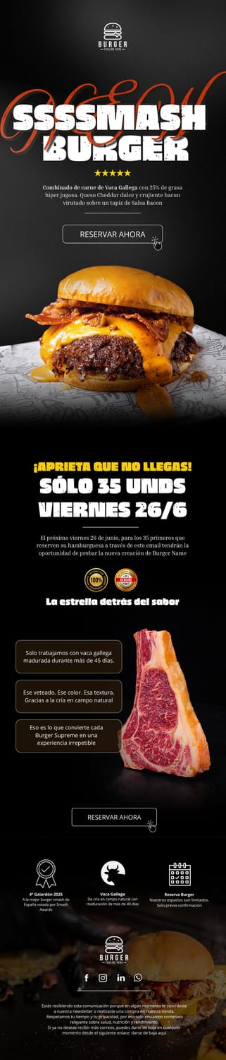 Email de lanzamiento de smash burger