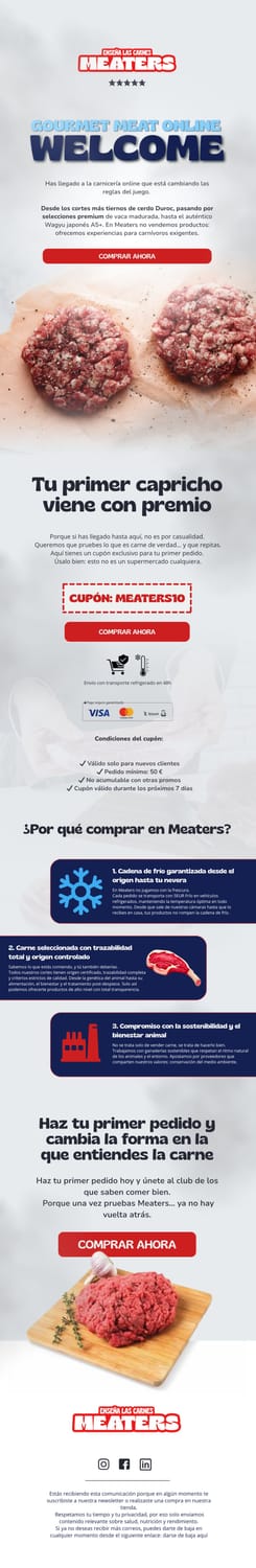 Email de bienvenida para carnicería online — Meaters