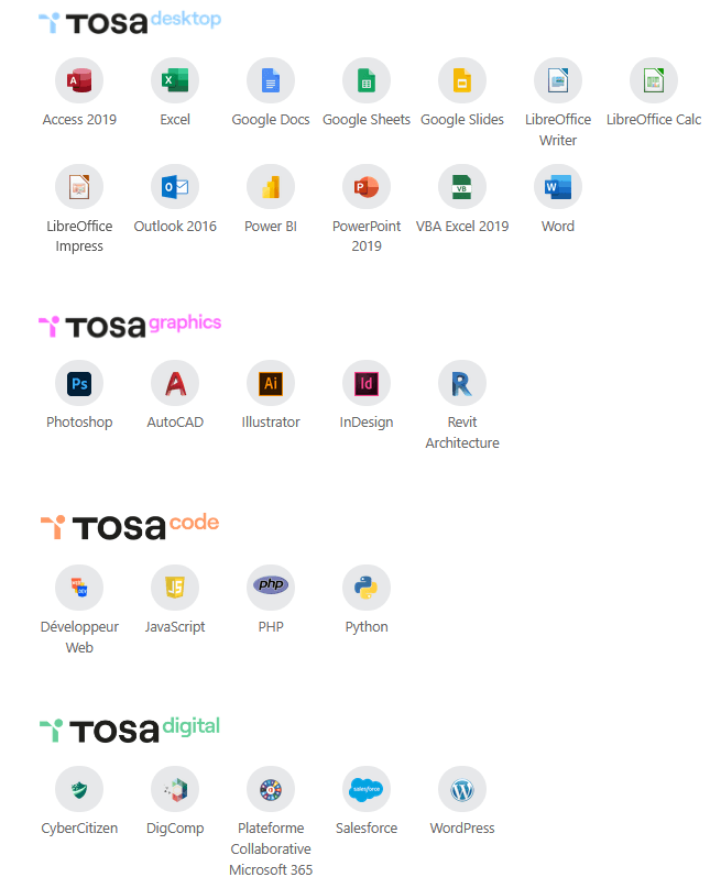 Certifications TOSA Desktop Graphics Code et Digital proposées par Apprendre Maintenant