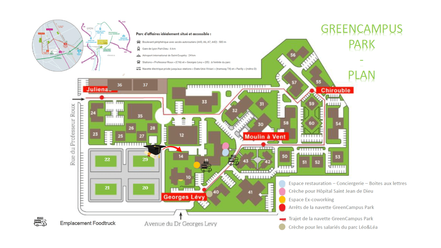 Plan d’accès Green Campus Park à Vénissieux pour les formations Apprendre Maintenant
