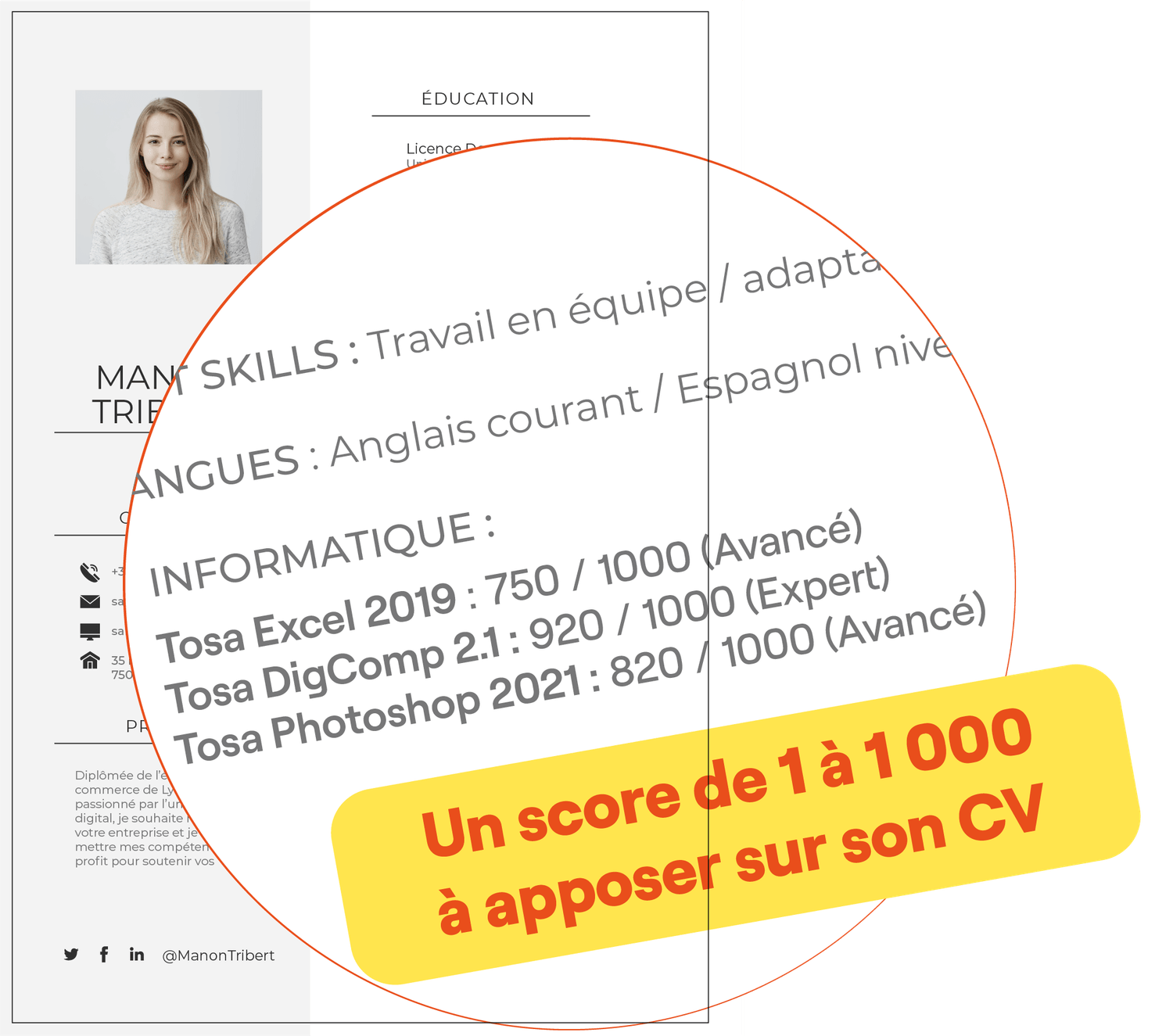 Score TOSA Power BI valorisable sur le CV après certification