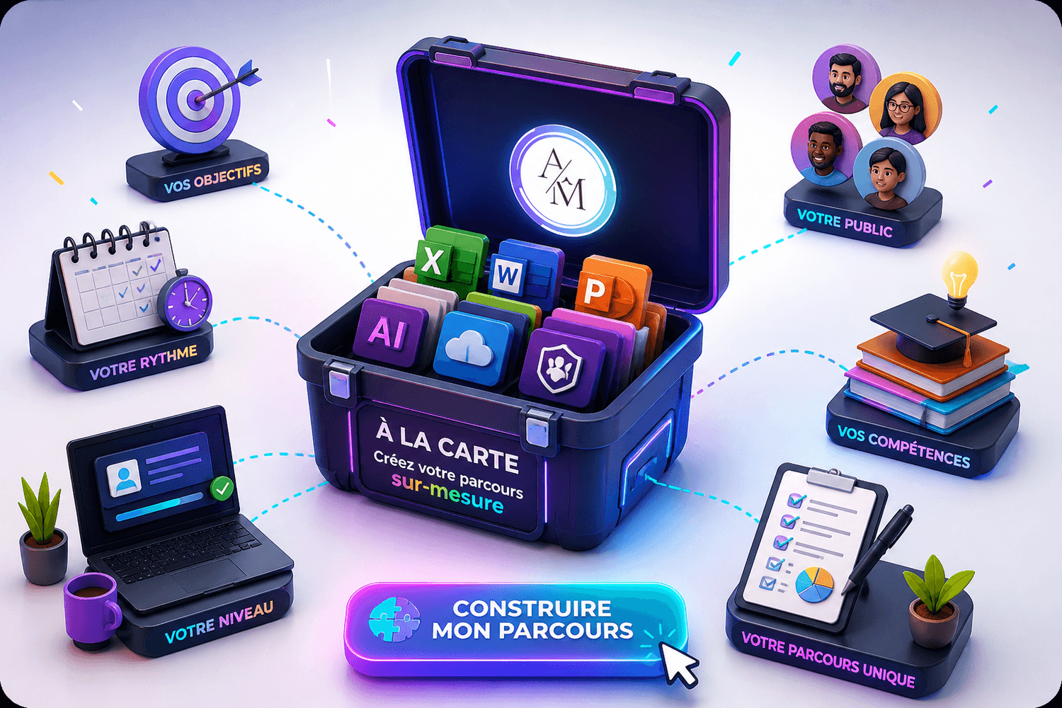 Packs courts personnalisables en bureautique numérique IA et outils professionnels