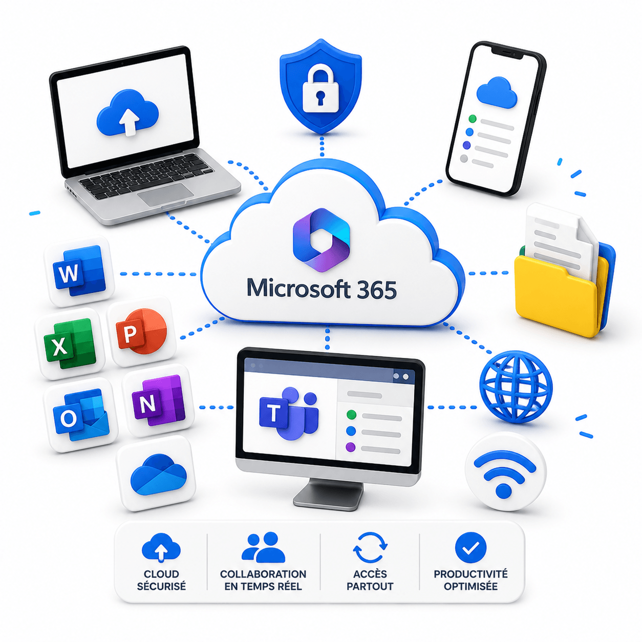 Formation cloud Microsoft 365 sauvegardes accès à distance et services connectés