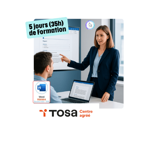 Formation Word Universel 35h avec certification TOSA Word à Vénissieux Lyon + Formation Microsoft Word pour créer structurer et finaliser des documents professionnels + Centre agréé TOSA pour la certification Word avec Apprendre Maintenant