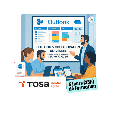 Formation Outlook et collaboration 35h avec certification TOSA Outlook à Vénissieux Lyon + Centre agréé TOSA pour la certification Outlook avec Apprendre Maintenant
