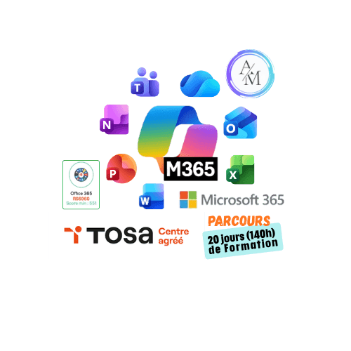 Pack Bureautique 360 140h avec certification TOSA Microsoft 365 à Vénissieux Lyon