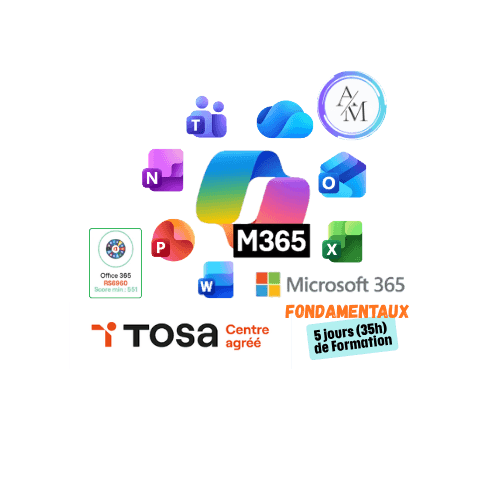 Pack Fondamentaux Bureautique 35h avec certification TOSA Microsoft 365 à Vénissieux Lyon