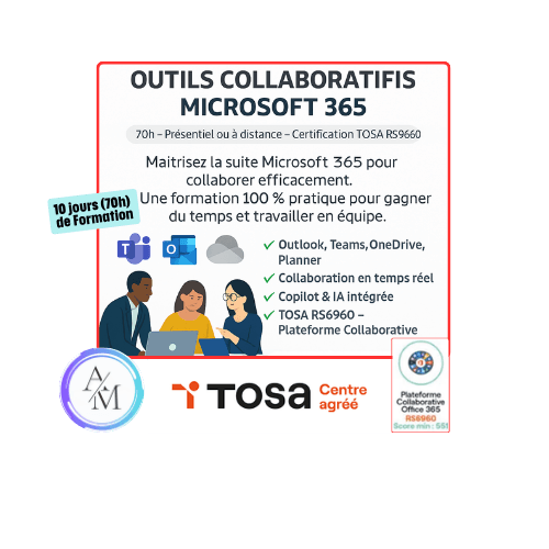 Pack Bureautique 360 Microsoft 365 avec certification TOSA à Vénissieux Lyon