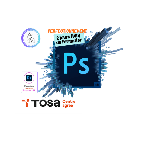 Formation Photoshop Perfectionnement 14h avec certification TOSA Photoshop à Vénissieux Lyon + Centre agréé TOSA pour la certification Photoshop avec Apprendre Maintenant