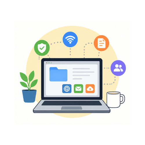 Formation autonomie numérique avec fichiers cloud Internet messagerie et sécurité des comptes