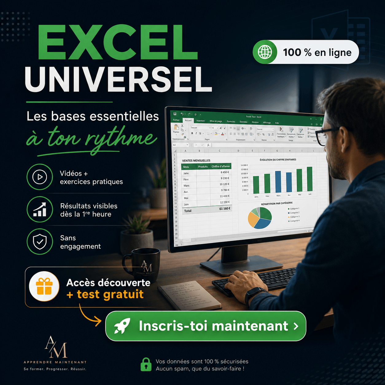 Formation Excel Universel en ligne avec vidéos exercices pratiques et test gratuit