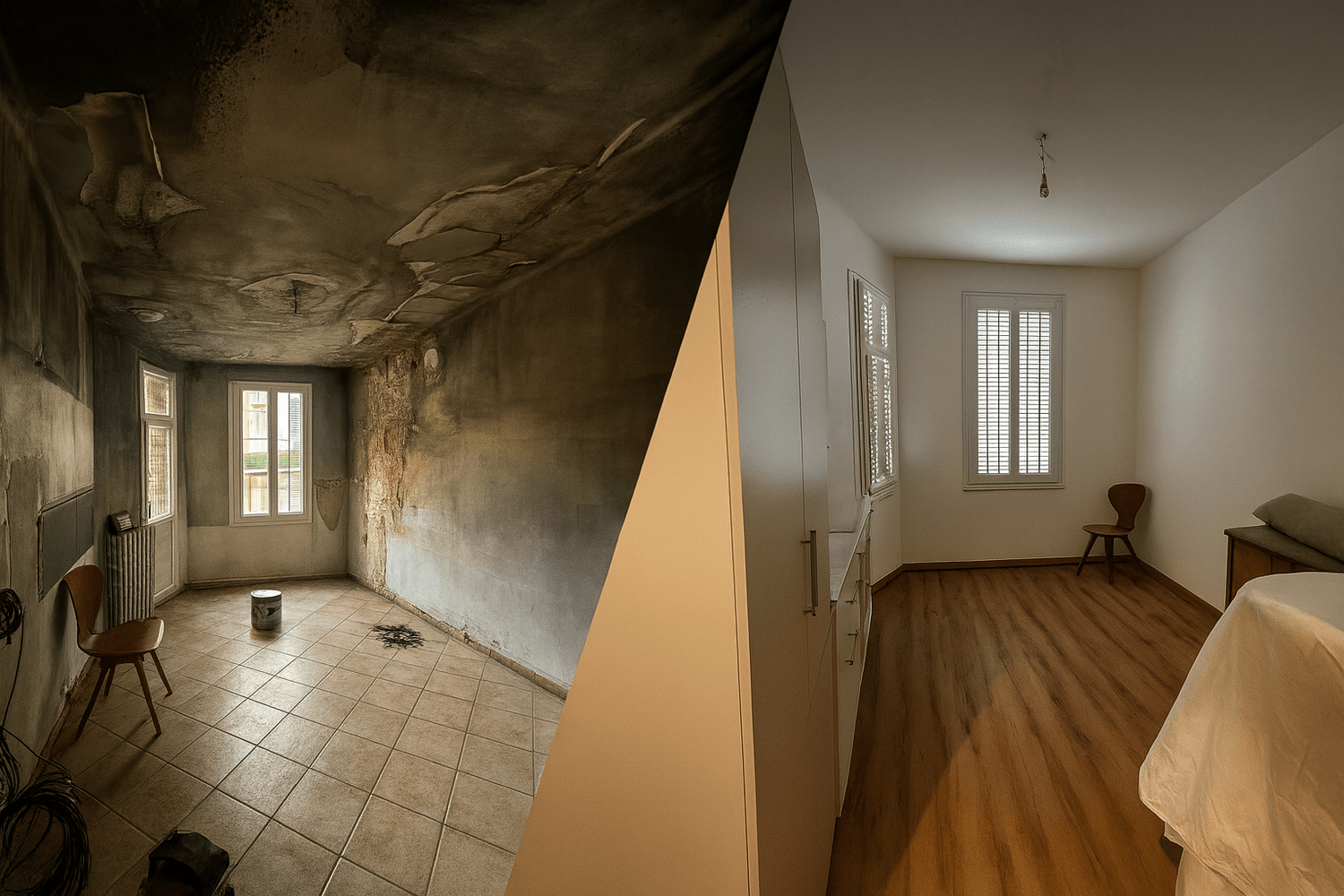 Travaux après dégât des eaux à Marseille – remise en état après sinistre par Kreat’iv Rénovation