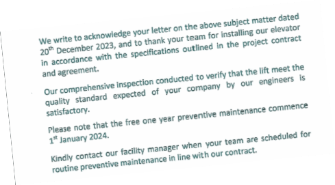 elevator installation review