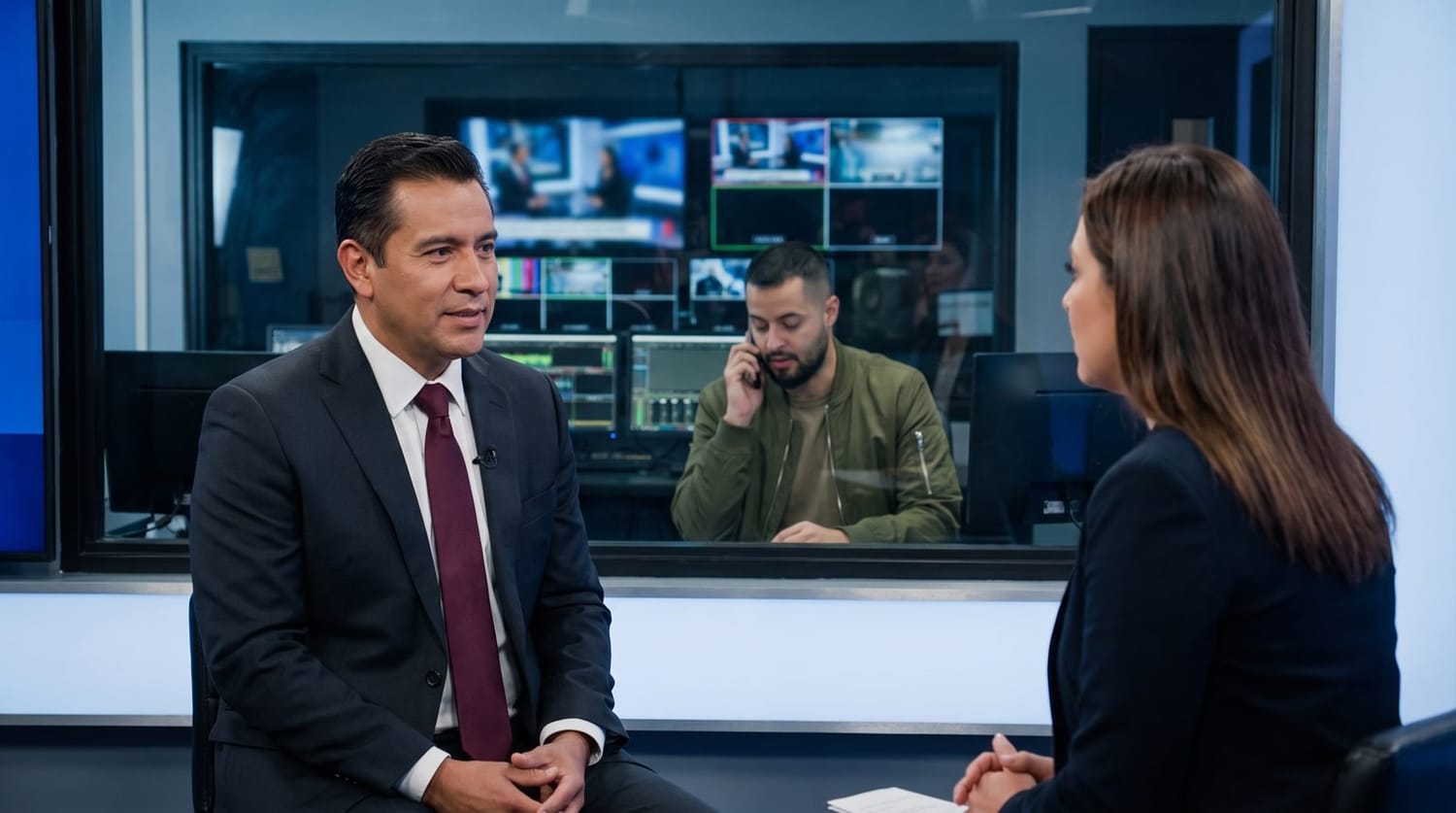 Candidato en entrevista de televisión
