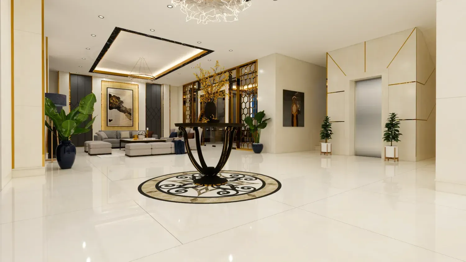 Soft Beige — modern mobilyalı hol uygulaması