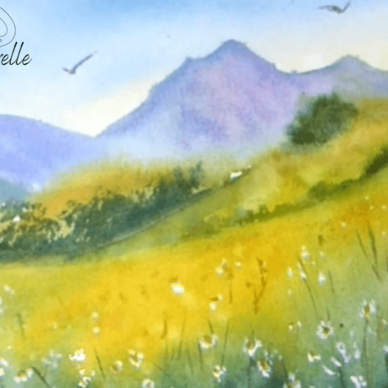 À fleurs de montagne – aquarelle de paysage printanier