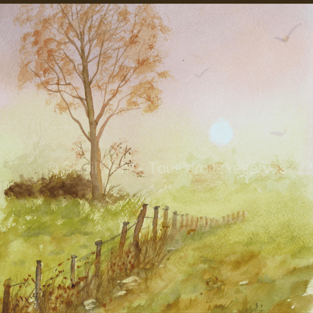 Brume d’automne  – aquarelle douce et poétique