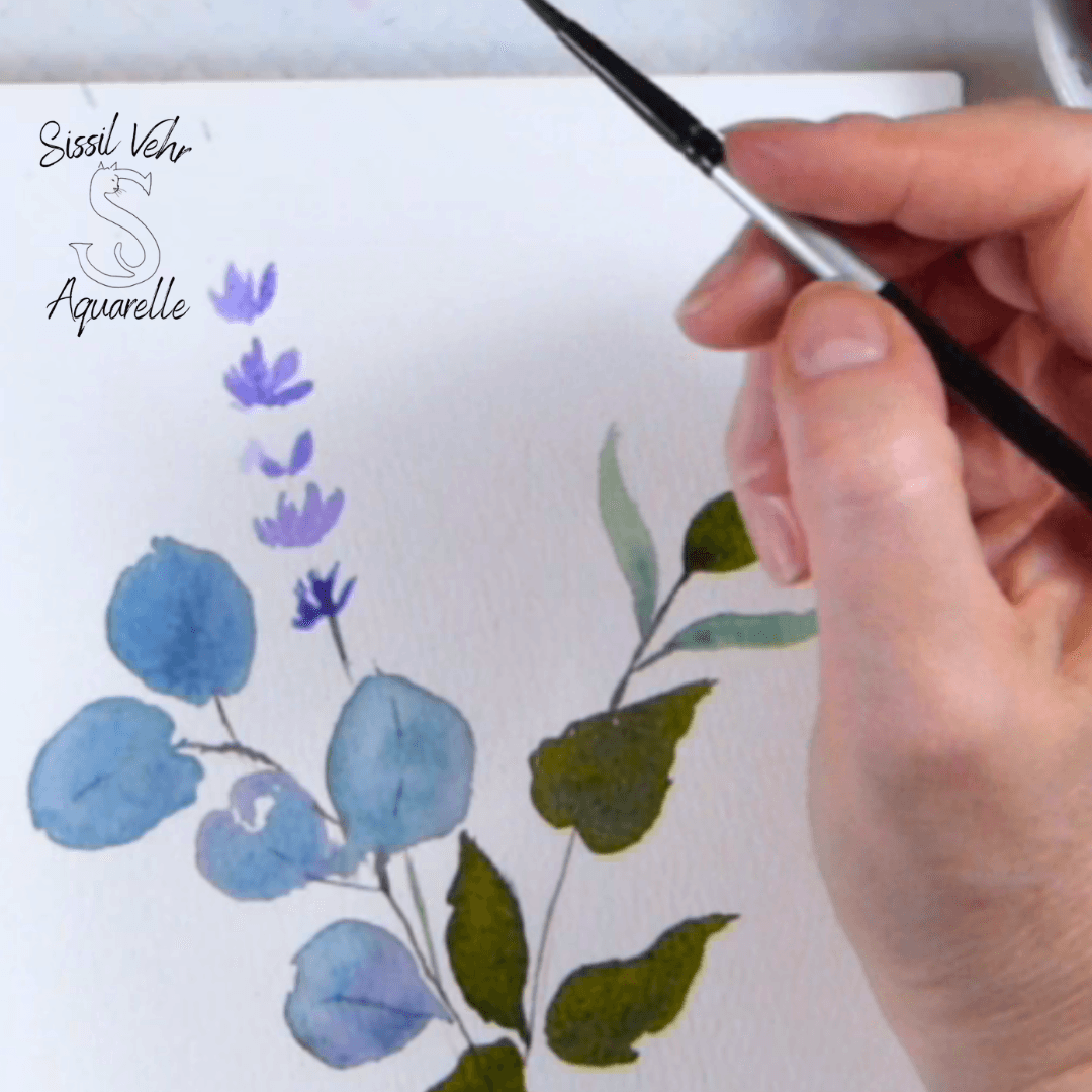 Ajouter les fleurs de lavande à l’aquarelle