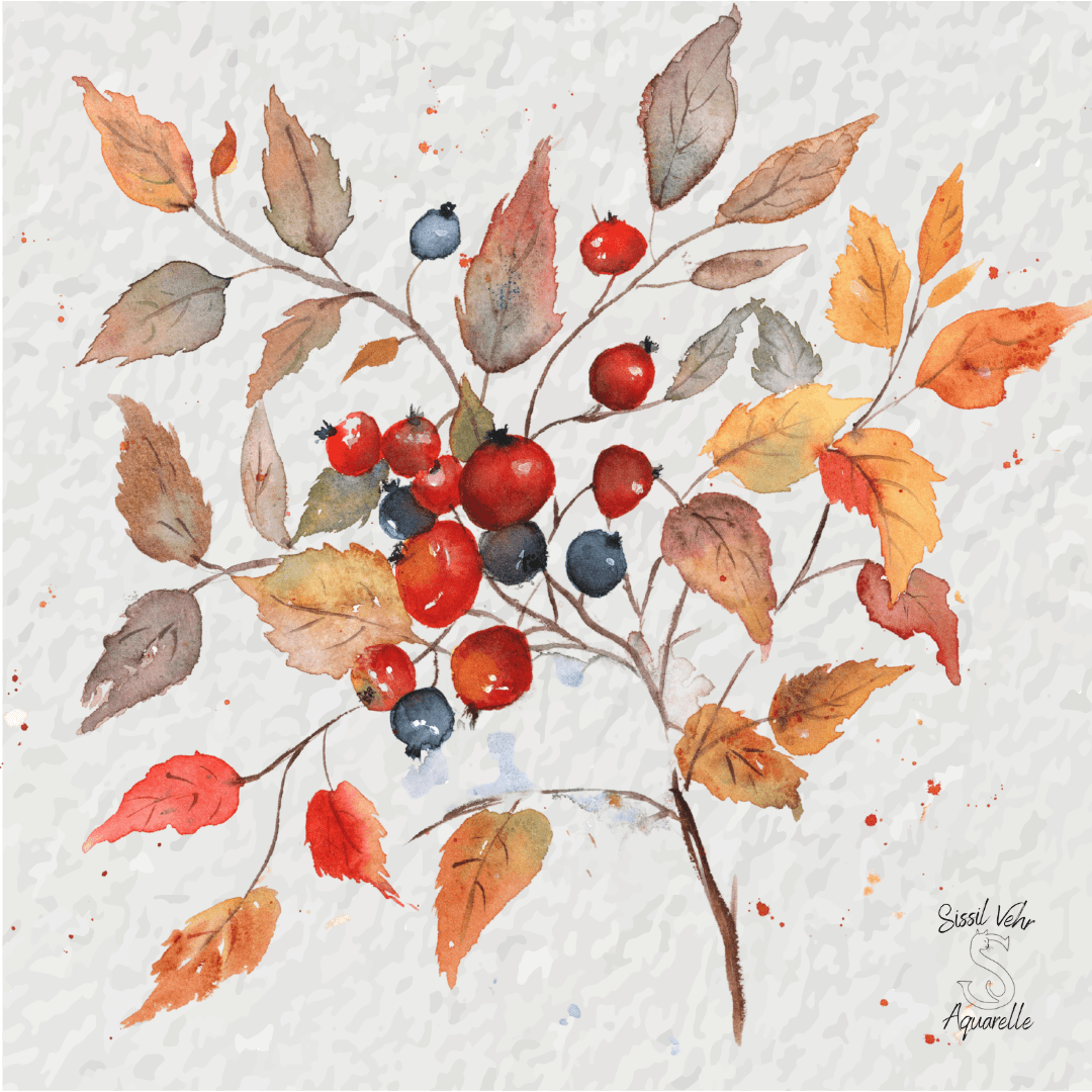 Tutoriel Aquarelle : Peindre les Baies et le Feuillage d'Automne