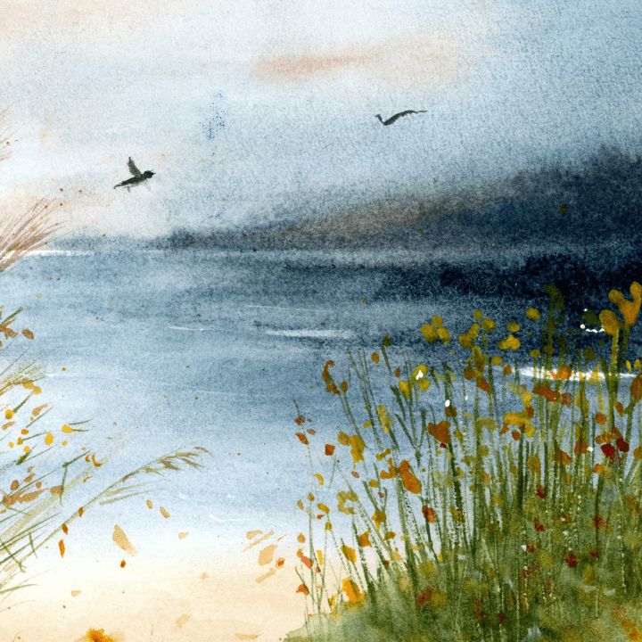 Tuto Aquarelle Paysage d'Automne : Bord de Mer Brumeux