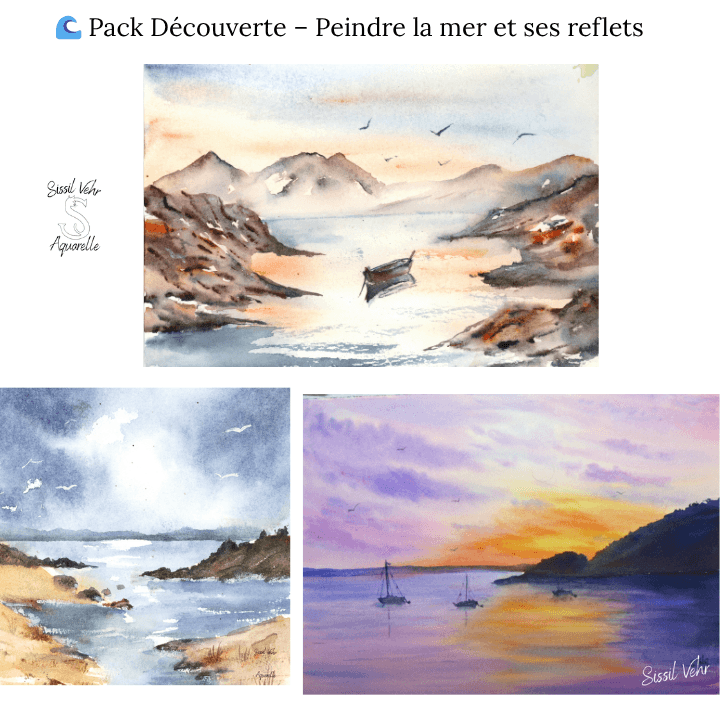 Pack Aquarelle : 3 Cours Mer, Brume, Reflets et Lumière