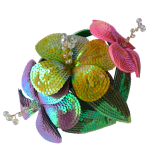 TOCADO 3 FLORES CAYENA EN LENTEJUELAS $20,00 USD