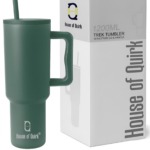 HOUSE OF QUIRK White Stainless Steel Double Wall Vacuum Water Bottle With Straw 1.2L