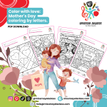 Mother's Day coloring by letters | Cards and drawings for Mom | Color with love