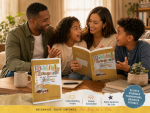Mixed-race family having a meaningful conversation while reading Biblical Blueprints together
